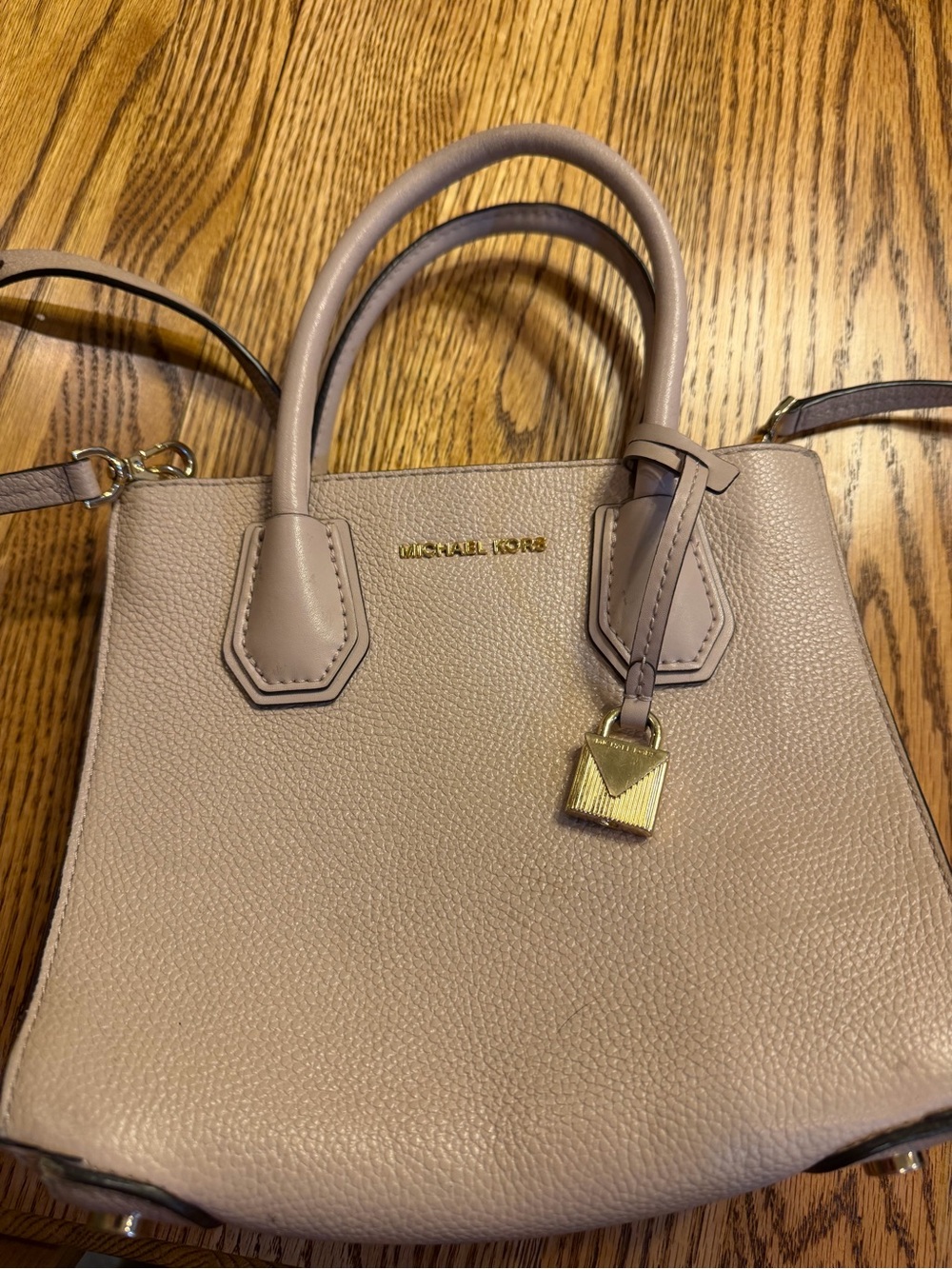 Michael Kors Pebbled Leather Satchel in Dusty Pink